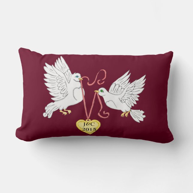 Doves of Love Personalize Lumbar Pillow (Front)