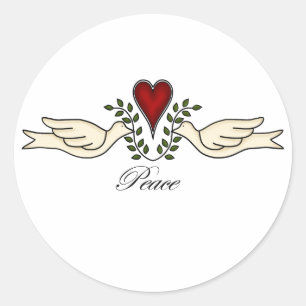 Doves of Peace with Heart Sticker