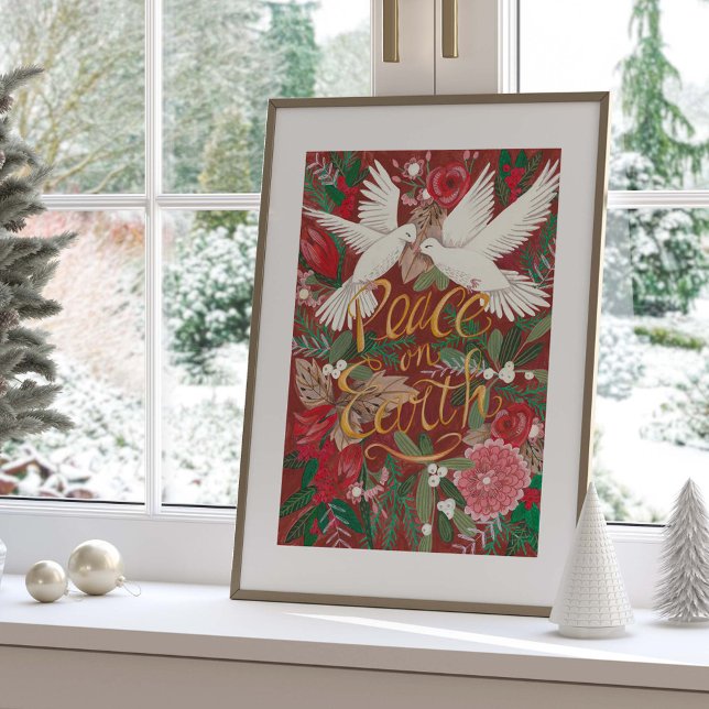 Doves Peace on Earth Christmas Holiday Poster (Doves Peace on Earth Christmas Holiday Poster)