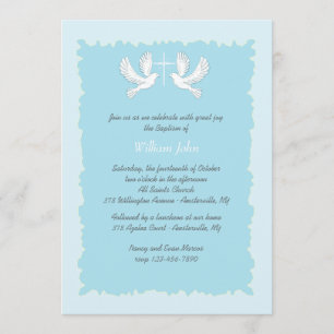 Doves Religious Invitation Blue