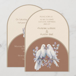 Doves Rings Mocha Mousse Light Beige Taupe Arched Invitation