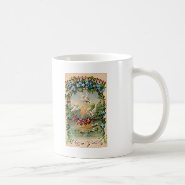 Doves Roses Birthday Coffee Mug (Right)