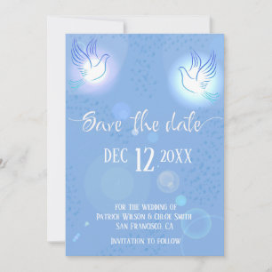 Doves Wedding Blue Lighting Save The Date