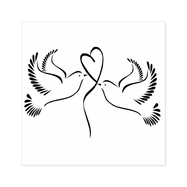 Doves with Heart Rubber Stamp (Imprint)