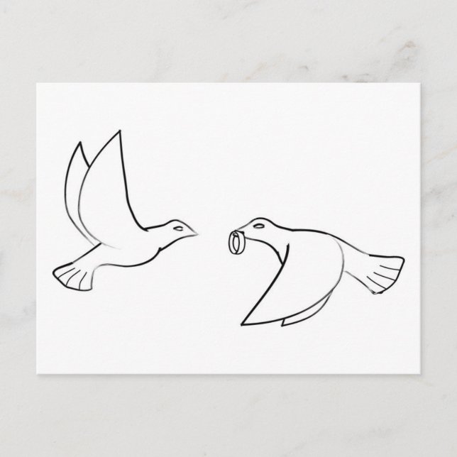 Doves With Wedding Rings Postcard (Front)