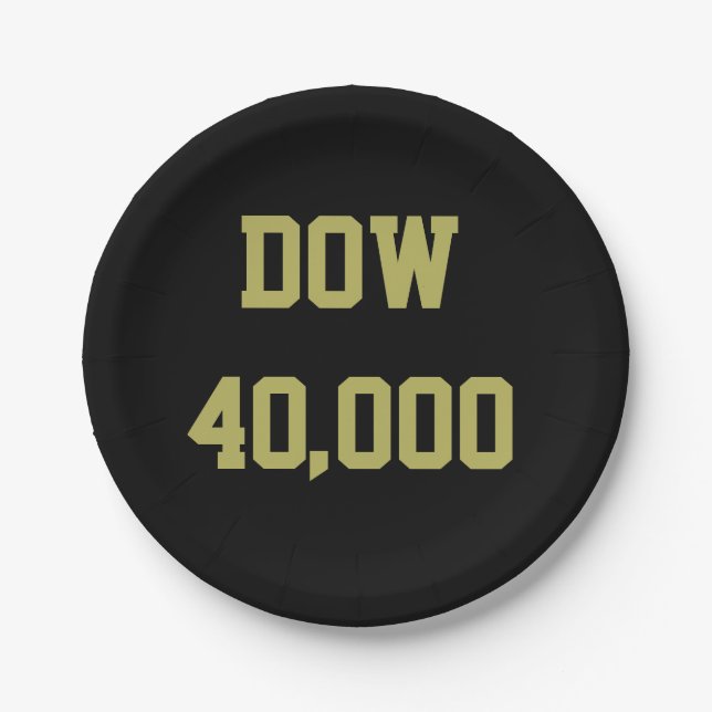 Dow 40000 Stock Market Celebration Paper Plate (Front)