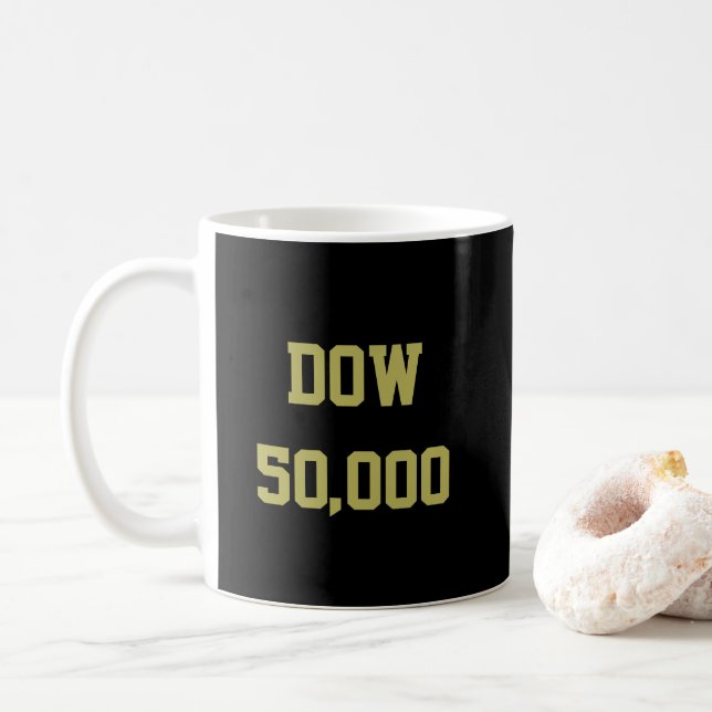 Dow 50,000 Stock Market Celebration Coffee Mug (With Donut)