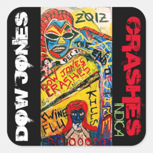 DOW JONES CRASHES INDICA SQUARE STICKER