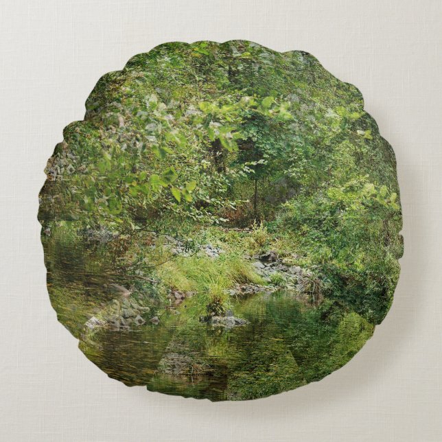 Down at the creek..... round pillow (Front)