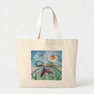 Down by the Pond Mermaid Art Large Tote Bag