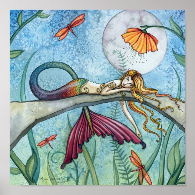 Down by the Pond Mermaid Fairy Art Poster (Front)
