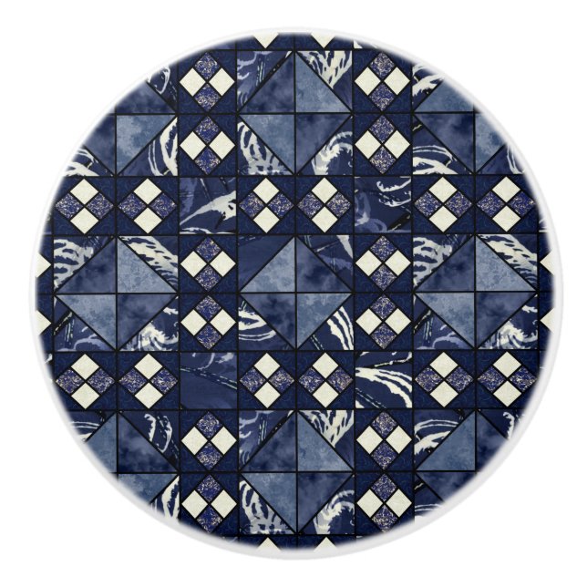 Down by the Sea (in blue) Ceramic Knob (Front)