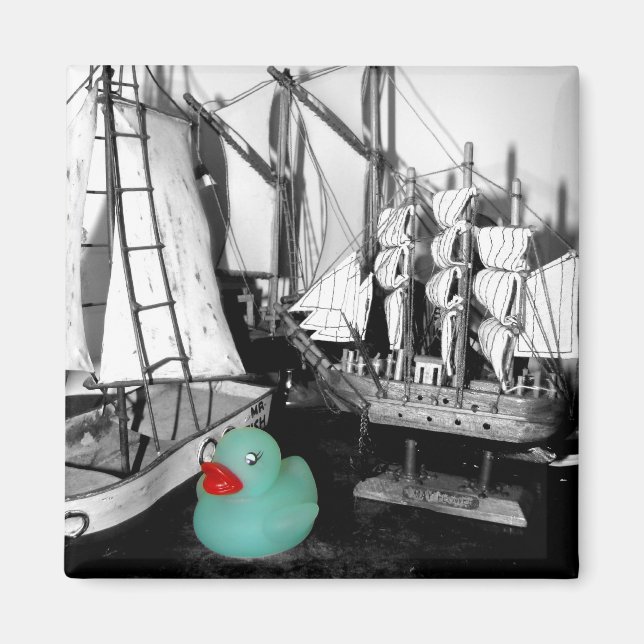 "Down by the Seaside" Rubber Duck Magnet (Front)
