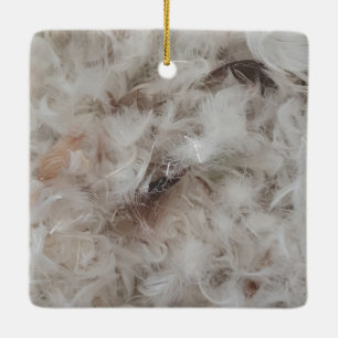 Down Comforter Feathers Photography Funny Ceramic Ornament