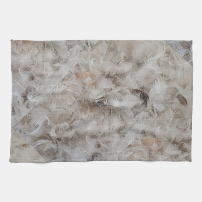 Down Comforter Feathers Photography Funny Kitchen Towel (Horizontal)
