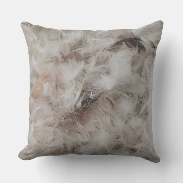 Down Comforter Feathers Photography Throw Pillow (Front)