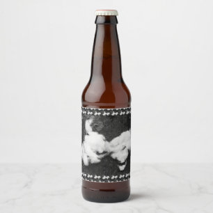 down fluffy beer bottle label