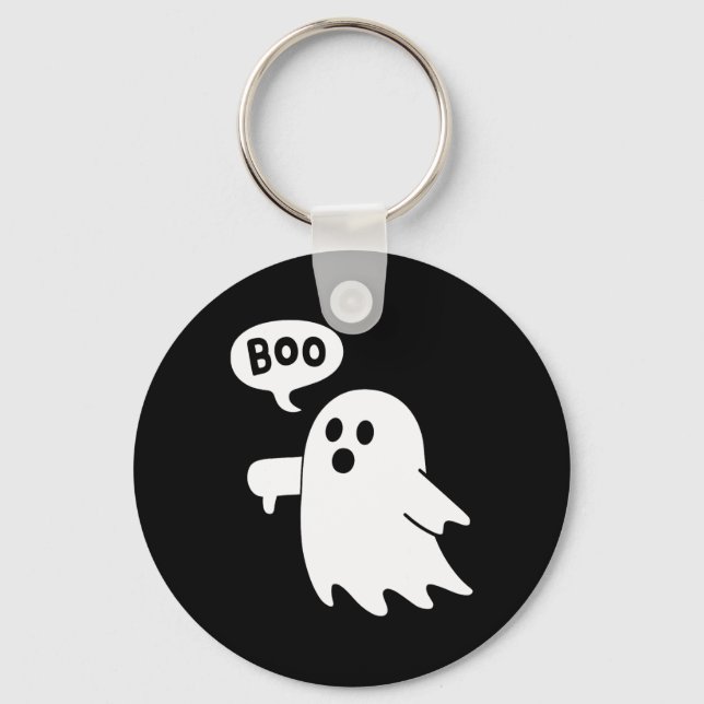 Down Ghost Screaming Boo Disapproval Ghost Hallowe Keychain (Front)