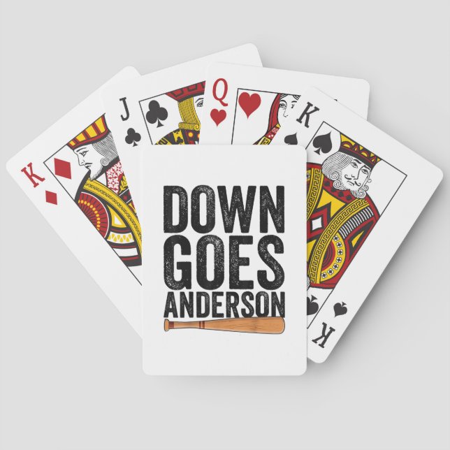 DOWN GOES ANDERSON FUNNY BASEBALL gift ANDERSON  Playing Cards (Back)