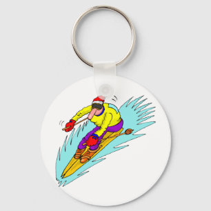 down hill skiing keychain