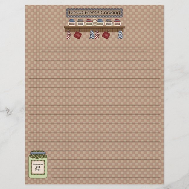 Down Home Cooking Recipe Pages (Lined) (Front)