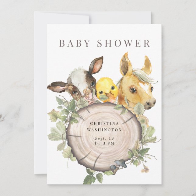 Down on the Farm Cute Baby Shower Invitation (Front)