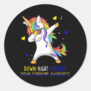 Down Right Perfect Down Syndrome Awareness  Classic Round Sticker