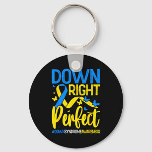Down right perfect down syndrome awareness men keychain