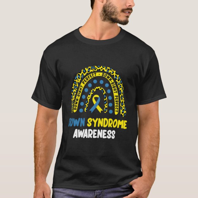 Down-Right Perfect Rainbow T21 Down Syndrome Aware T-Shirt (Front)