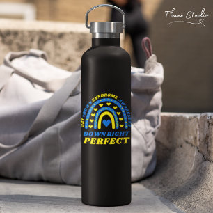 Down Right Perfect Rainbow World Down Syndrome Water Bottle