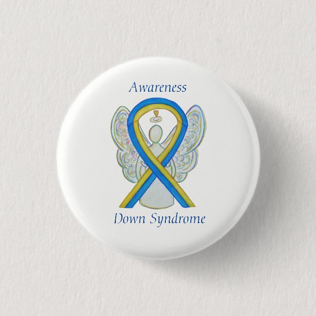 Down Syndrome Angel Awareness Ribbon Button Pins (Front)
