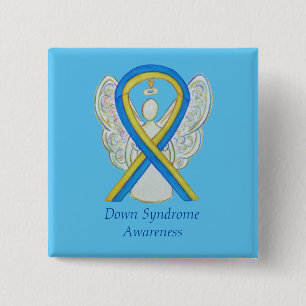 Down Syndrome Angel Awareness Ribbon Pin Buttons