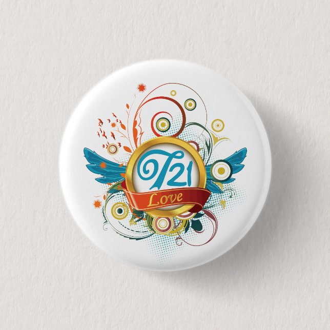 Down syndrome awareness 1 inch round button (Front)