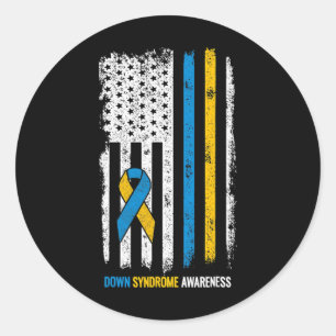 Down Syndrome Awareness American Flag Down Syndrom Classic Round Sticker