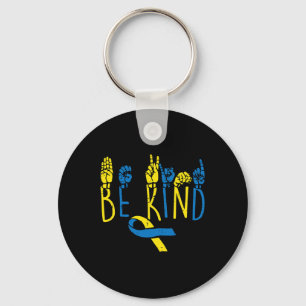 Down Syndrome Awareness Be Kind ASL Hand Sign Teac Keychain