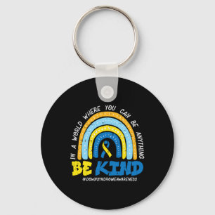 Down Syndrome Awareness Be Kind Rainbow T21 Women Keychain