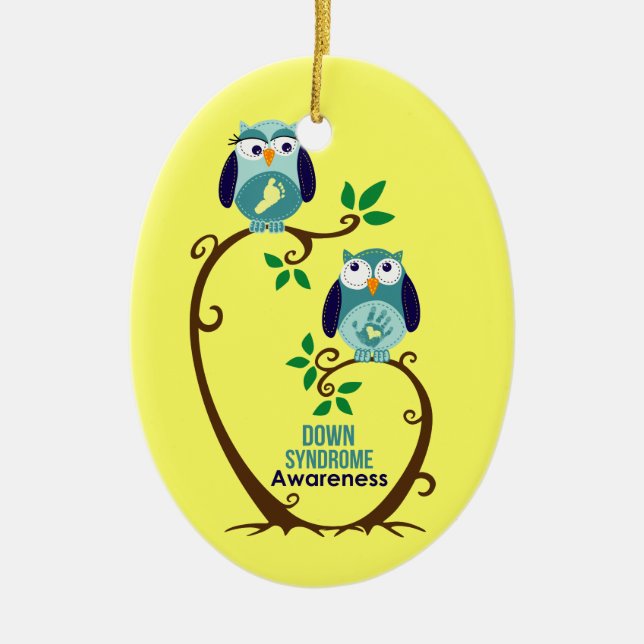 Down syndrome awareness ceramic ornament (Front)
