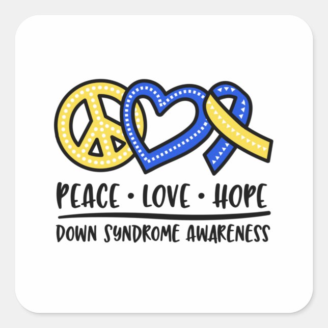 Down syndrome awareness, down syndrome square sticker (Front)