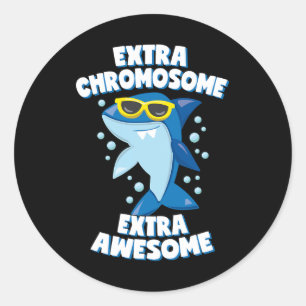 Down Syndrome Awareness Extra Awesome Shark  Classic Round Sticker