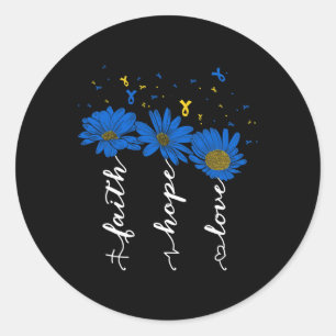 Down Syndrome Awareness Faith Hope Love Sunflower  Classic Round Sticker