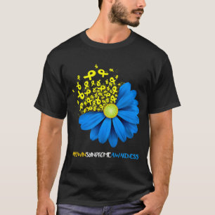 Down Syndrome Awareness Flower Ribbon Blue And Yel T-Shirt