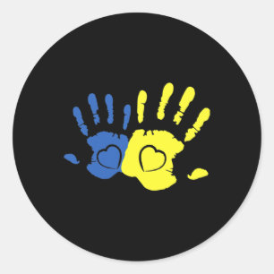 Down Syndrome Awareness Hands For Men Women Ribbon Classic Round Sticker