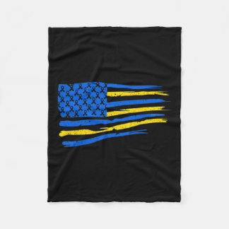 Down Syndrome Awareness Month American Flag T21 1  Fleece Blanket