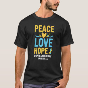 Down Syndrome Awareness Peace Love Hope T21 Yellow T-Shirt