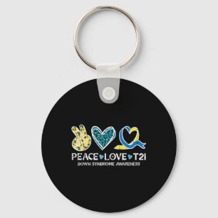 Down Syndrome Awareness Peace Love T21 Wdsd Women  Keychain