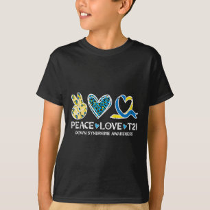 Down Syndrome Awareness Peace Love T21 Wdsd Women  T-Shirt