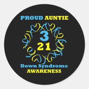 Down Syndrome Awareness Proud Auntie Classic Round Sticker