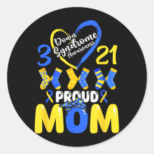 Down Syndrome Awareness Proud-Mom Son Daughter Classic Round Sticker