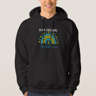 Down Syndrome Awareness Rainbow T21 Yellow Blue Ri Hoodie
