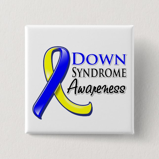 Down Syndrome Awareness Ribbon 2 Inch Square Button (Front)